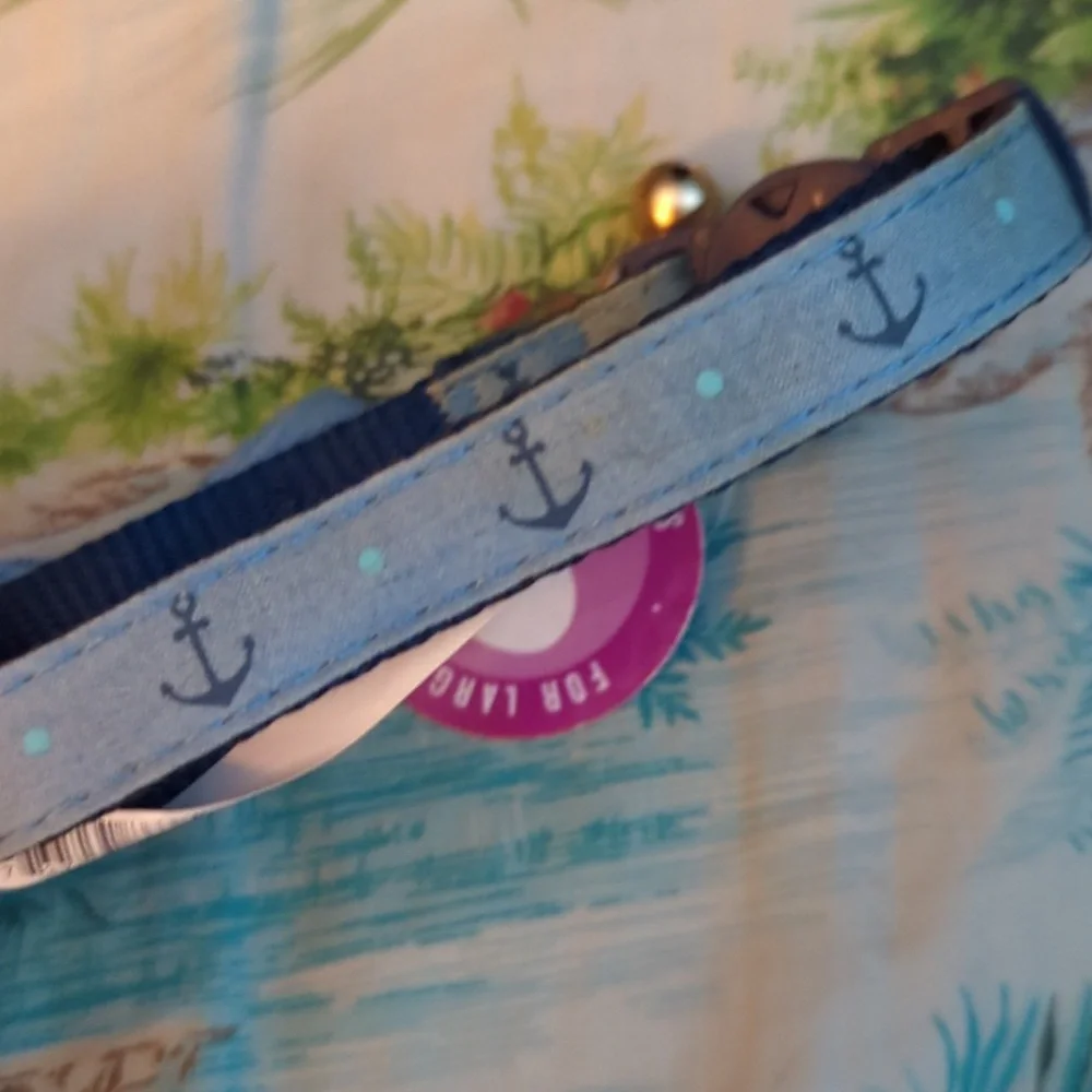 Anchor Print Bow Tie Cat Collar For Large Cats. New. Cute!
